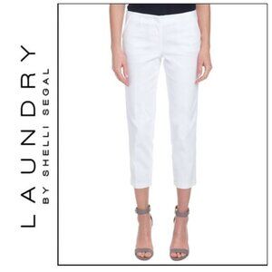 LAUNDRY by SHELLI SEGAL, White cropped boyfriend style khakis, Size: 10